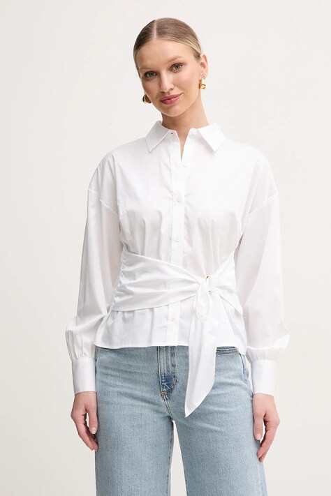 Guess cămașă MIMI femei, culoarea alb, cu guler clasic, regular, W5GH91 WAF10