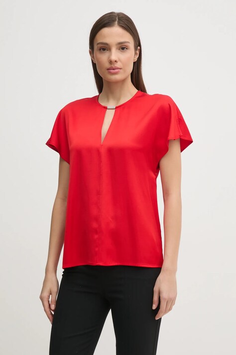 Blúzka Calvin Klein dámska, červená farba, jednofarebná, K20K208191