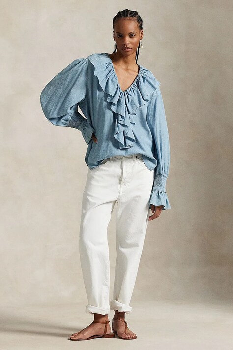 Pamučna majica Polo Ralph Lauren za žene, bez uzorka, 211965849