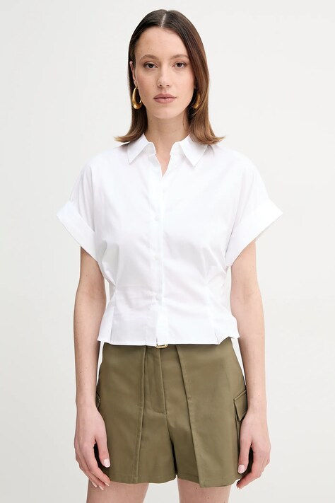 Guess cămașă JULIE femei, culoarea alb, cu guler clasic, relaxed, W5GH0W WAF10