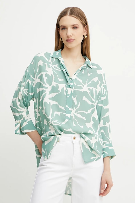 Fracomina bluză femei, culoarea verde, cu imprimeu, FR25ST1012W428K9