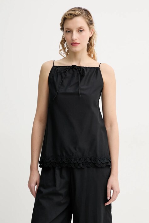 By Malene Birger bluza bawełniana ELLE damska kolor czarny gładka 103096