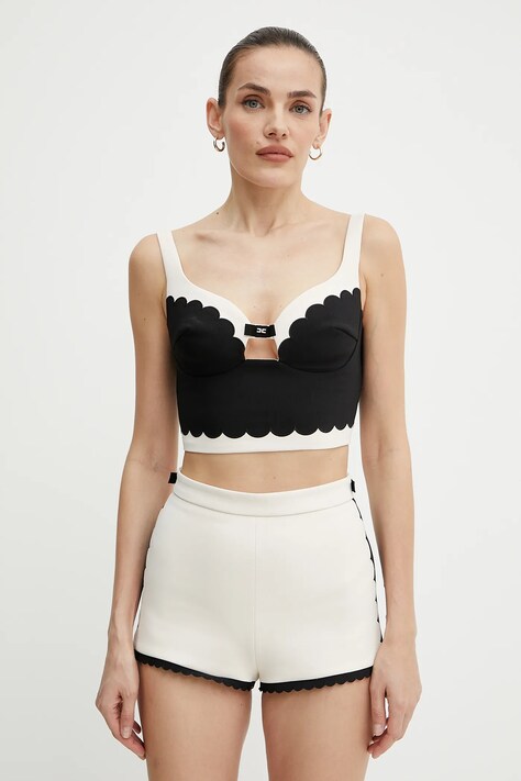 Elisabetta Franchi bluză culoarea negru, cu imprimeu, TO01952E2