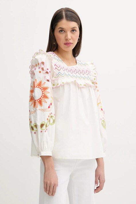 Never Fully Dressed bluza femei, culoarea alb, cu imprimeu, NFDTO1504