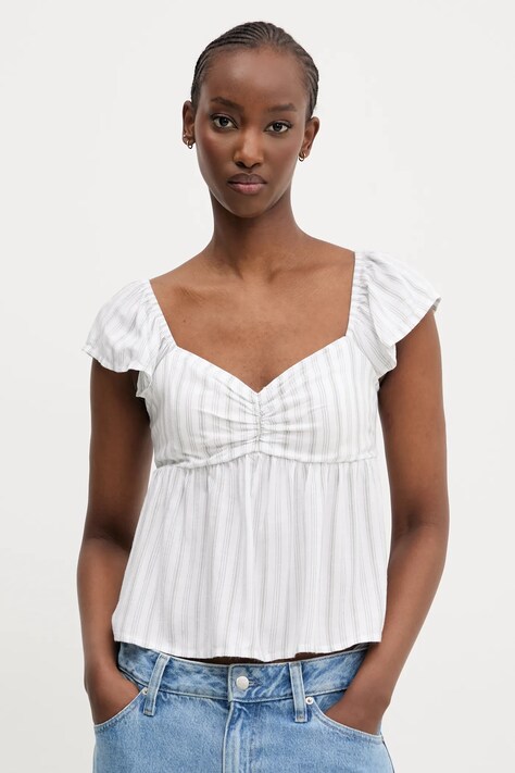 Hollister Co. bluză femei, culoarea alb, in dungi, KI340-5050