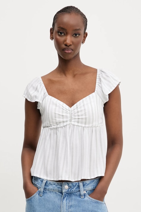 Hollister Co. bluză femei, culoarea alb, in dungi, KI340-5050