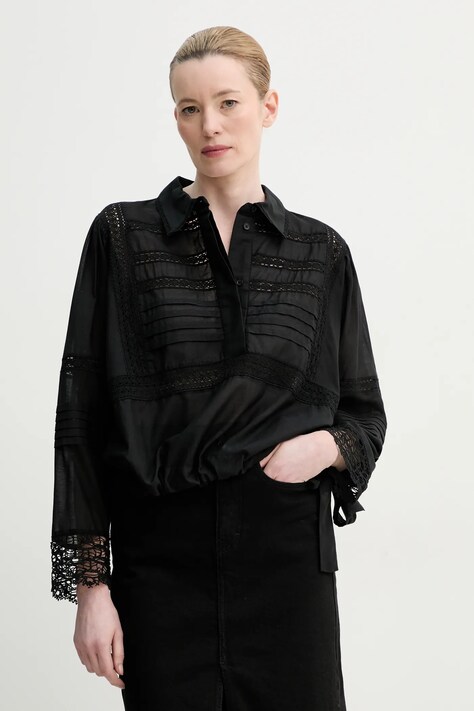 MUNTHE bluza FERDIE femei, culoarea negru, neted, 251102025128