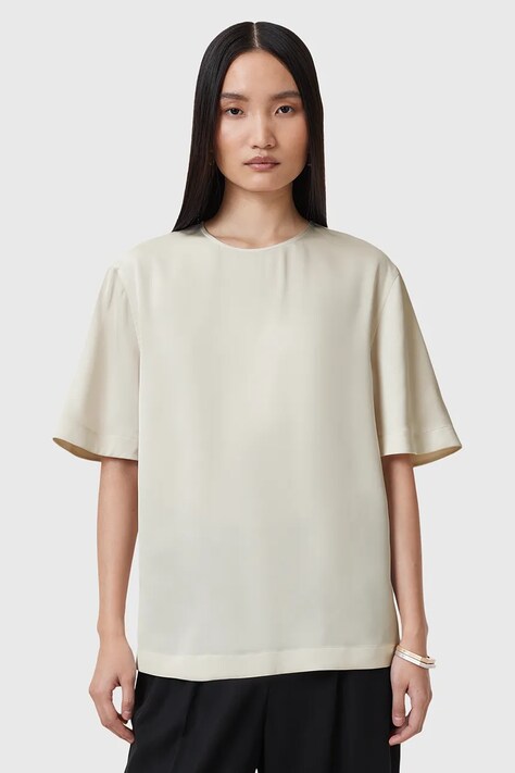 AllSaints bluza AMELIE femei, culoarea alb, neted, W032PC