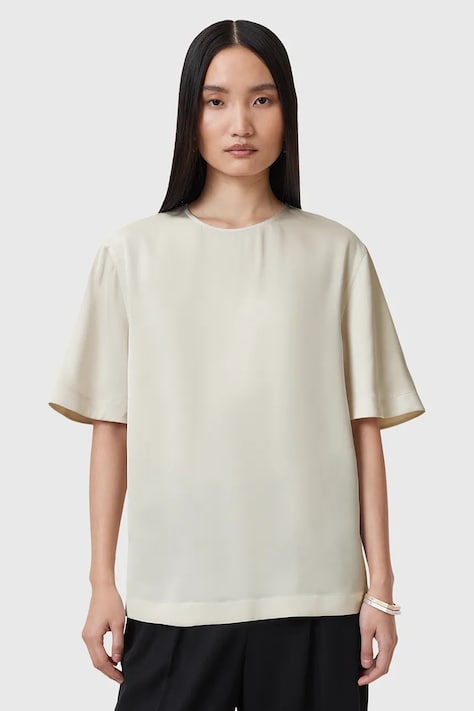 AllSaints bluza AMELIE femei, culoarea alb, neted, W032PC