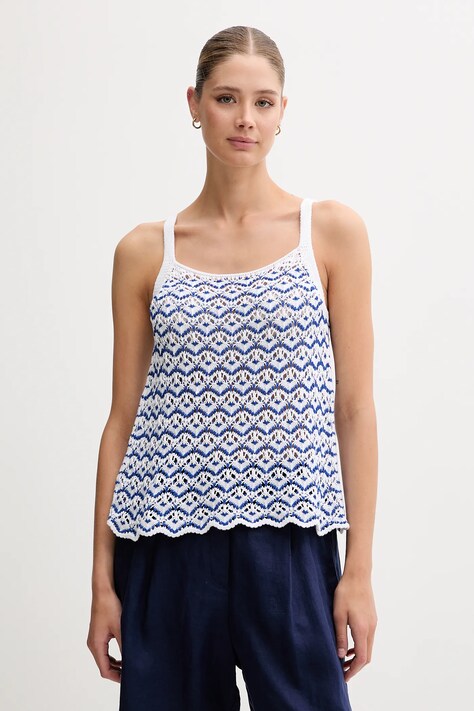 United Colors of Benetton top din bumbac culoarea alb, 1498EH01D