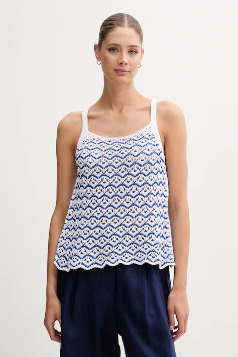 United Colors of Benetton top din bumbac culoarea alb, 1498EH01D