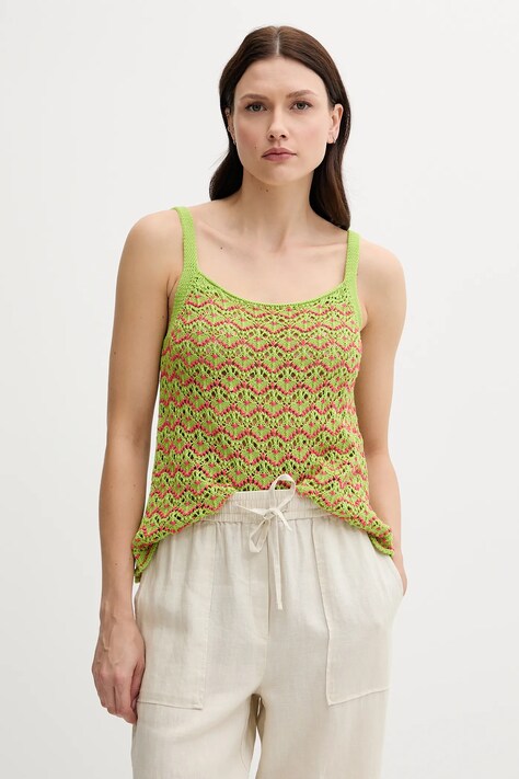 United Colors of Benetton top din bumbac culoarea verde, 1498EH01D