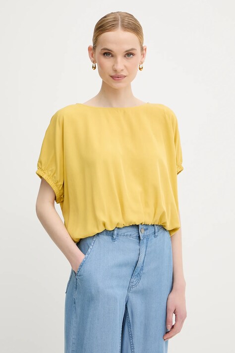 United Colors of Benetton bluză culoarea galben, uni, 5NPHDQ0C6
