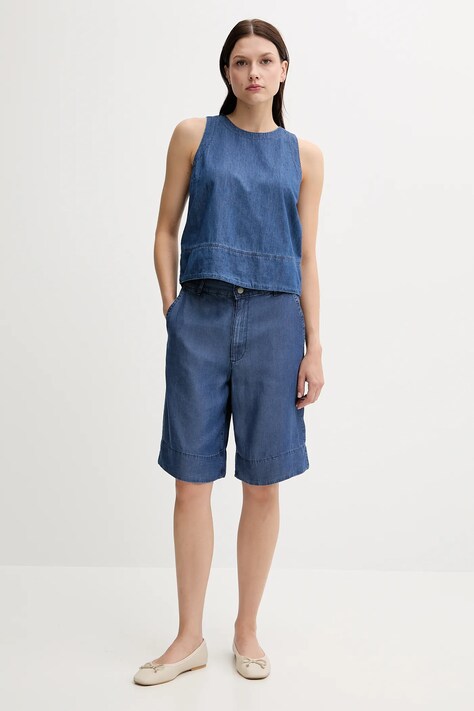 Бавовняна блузка United Colors of Benetton — SS25-BDD0LM, блакитний — фото 2