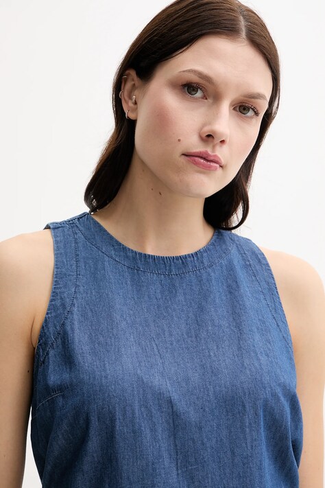 Бавовняна блузка United Colors of Benetton — SS25-BDD0LM, блакитний — фото 4