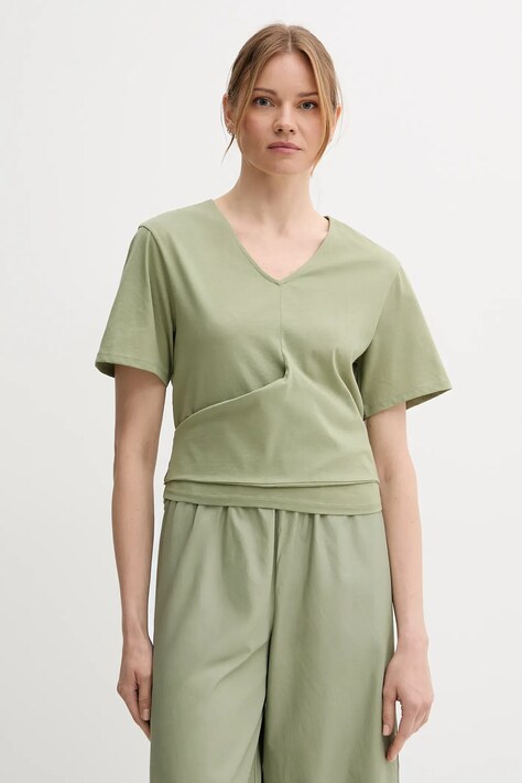 Bavlnené tričko United Colors of Benetton dámske, zelená farba, 3J5CD401R