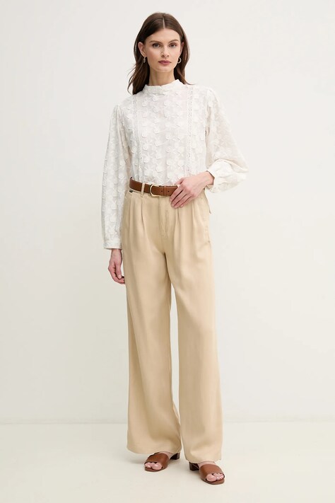 Hoss Intropia bluza din bumbac femei, culoarea alb, neted, 6289131