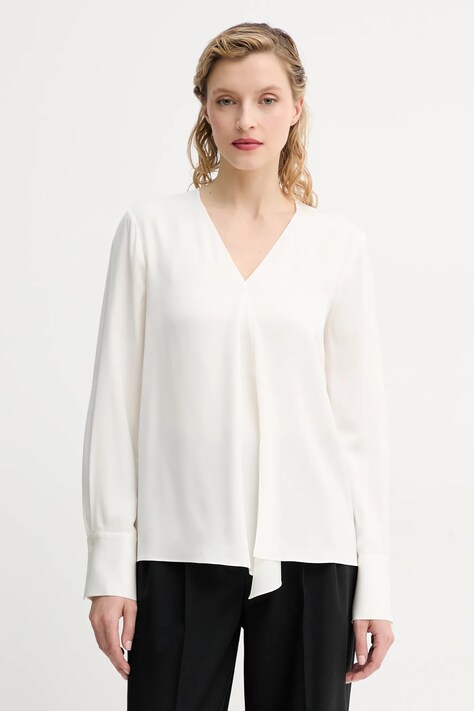 Theory bluza de matase femei, culoarea bej, neted, P0102507