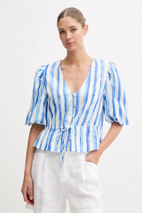 Lanena Majica Pedro del Hierro ženska, vijolična barva, 7659079