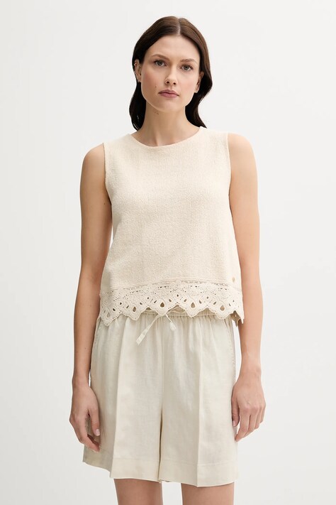 Pedro del Hierro top damskie kolor beżowy 4539634