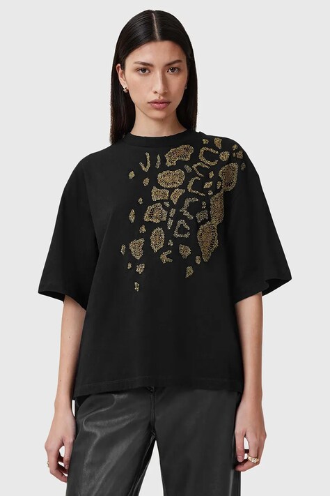 Хлопковая футболка AllSaints FLOW EMB AMELIE женские цвет чёрный W068JC