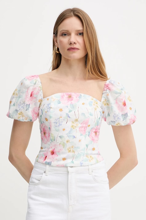 Bardot bluză culoarea alb, cu imprimeu, 59890TB
