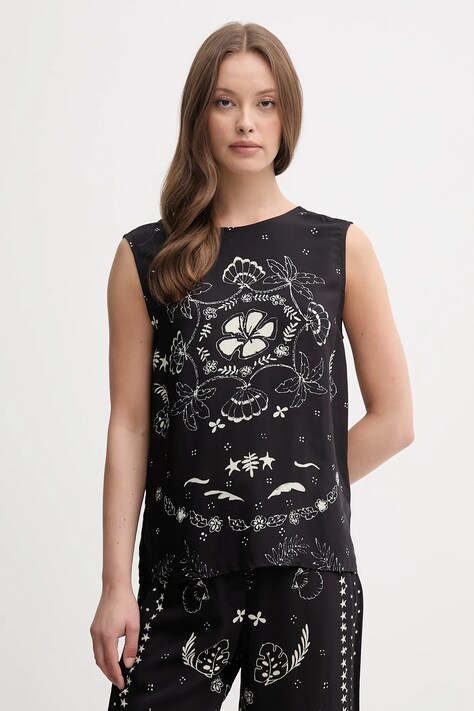 Блузка Sisley цвет чёрный узор 5XINLQ09A