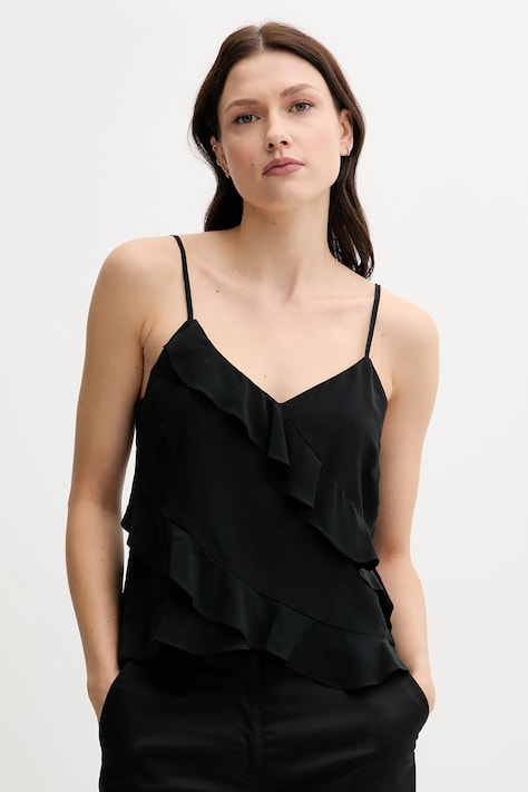 Sisley bluză culoarea negru, uni, 5LNTLH01J