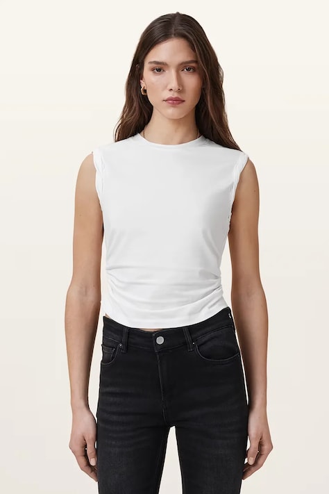 Top AllSaints WEST biela farba, jednofarebná, W214JA