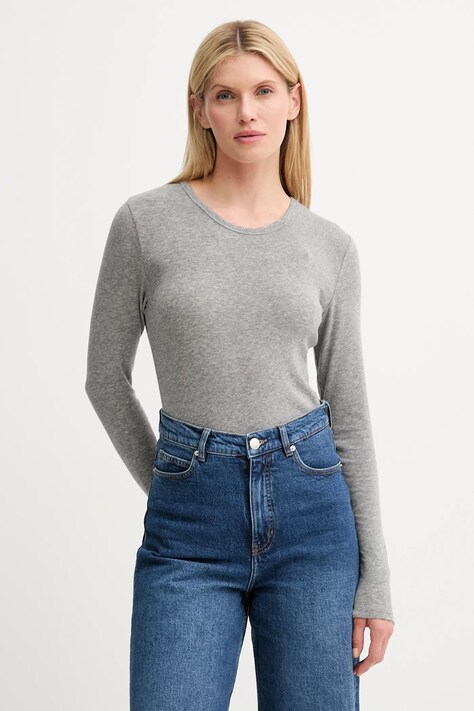 MUNTHE longsleeve z domieszką wełny LUTEST kolor szary 247112724767