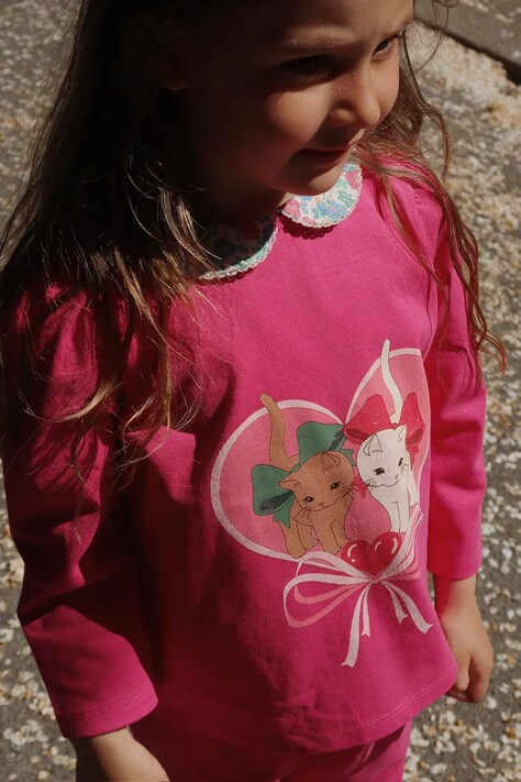 Dětská bavlněná halenka Konges Sløjd BABETTE BLOUSE GOTS růžová barva, s potiskem, KS102559