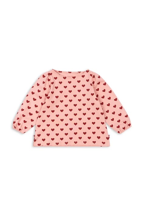 Детска памучна блуза Konges Sløjd DREY SLIT BLOUSE GOTS в розово с десен KS102567