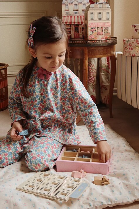 Dětská bavlněná halenka Konges Sløjd DREYA BLOUSE GOTS modrá barva, vzorovaná, KS102539