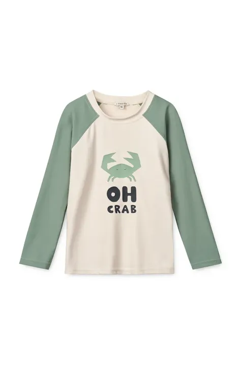 Liewood longsleeve kąpielowy dziecięcy Noah Placement Longsleeve Swim Tee kolor zielony LW19008