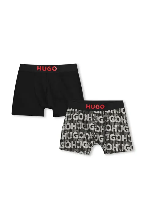 Otroške boksarice HUGO 2-pack črna barva, G00326