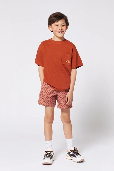 Dětské plavkové šortky BOSS oranžová barva, J51974