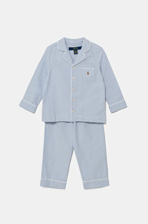 Polo Ralph Lauren piżama bawełniana dziecięca 2-pack kolor niebieski gładka 8P0193