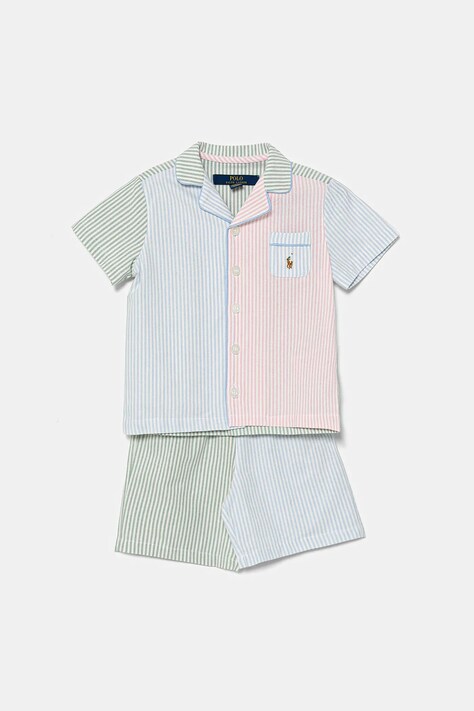 Детска памучна пижама Polo Ralph Lauren в синьо с десен 8P0221