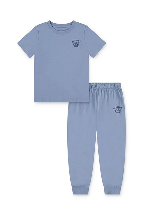 Детска памучна пижама Polo Ralph Lauren в синьо с изчистен дизайн 8P0249