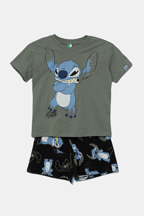 United Colors of Benetton set de pijama de bumbac pentru copii culoarea verde, cu imprimeu, 30960P08H