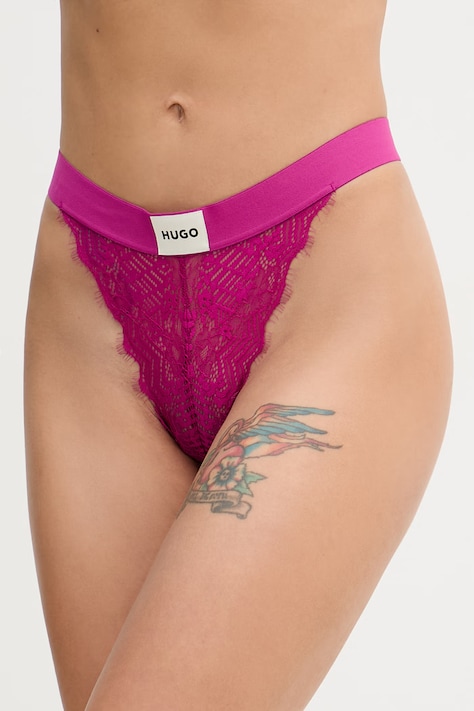 HUGO stringi damskie koronkowe STRING RL LACE fioletowe 50535036
