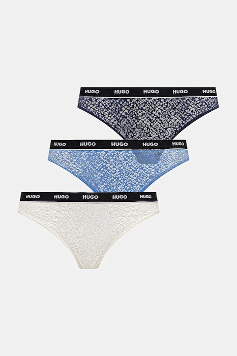 HUGO stringi 3-pack kolor granatowy z koronki 50535265