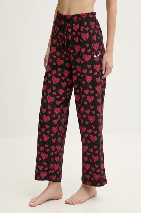 HUGO pantaloni de pijama femei, culoarea negru, 50534299
