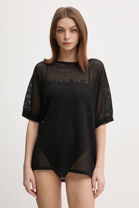 Twinset t-shirt plażowy kolor czarny 251LB3QAA