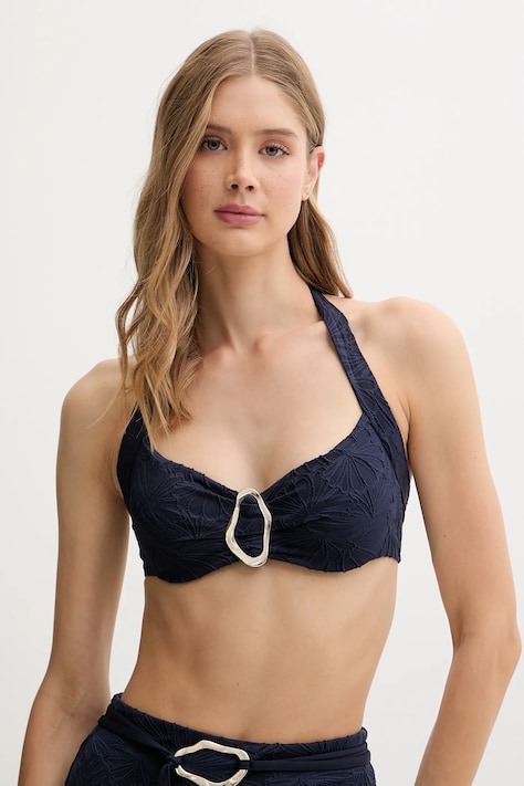 Twinset sutien de baie culoarea bleumarin, cupa moale, 251LMMB55