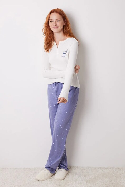 Бавовняна піжама women'secret SNOOPY колір бежевий з бавовни 3138589