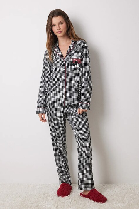 women'secret pijamale de bumbac MICKEY culoarea negru, bumbac, 3138595