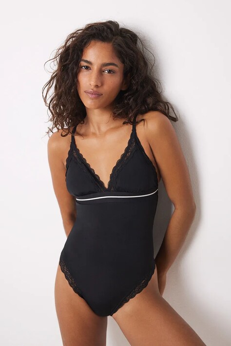 Body women'secret HELANKAS BLACK AND WHITE černá barva, 5668335