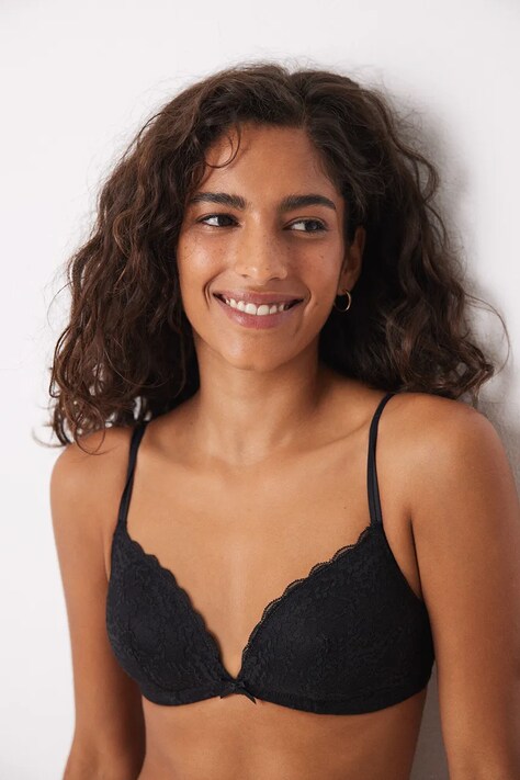 Бюстгальтер women'secret HELANKAS BLACK AND WHITE колір чорний мереживо однотонний 5668320.5668313