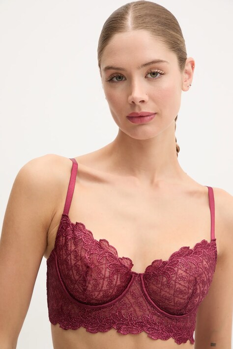 Guess sutien EBBY culoarea bordo, dantela, modelator, O5RC19 KCNR0